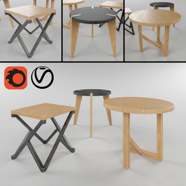 3 tables 3Dモデル .c4d .max .obj .3ds .fbx .stl .blend 