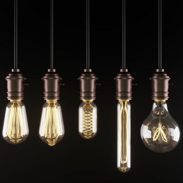 edison lights 3D Модель .c4d .max .obj .3ds .fbx .stl .blend 