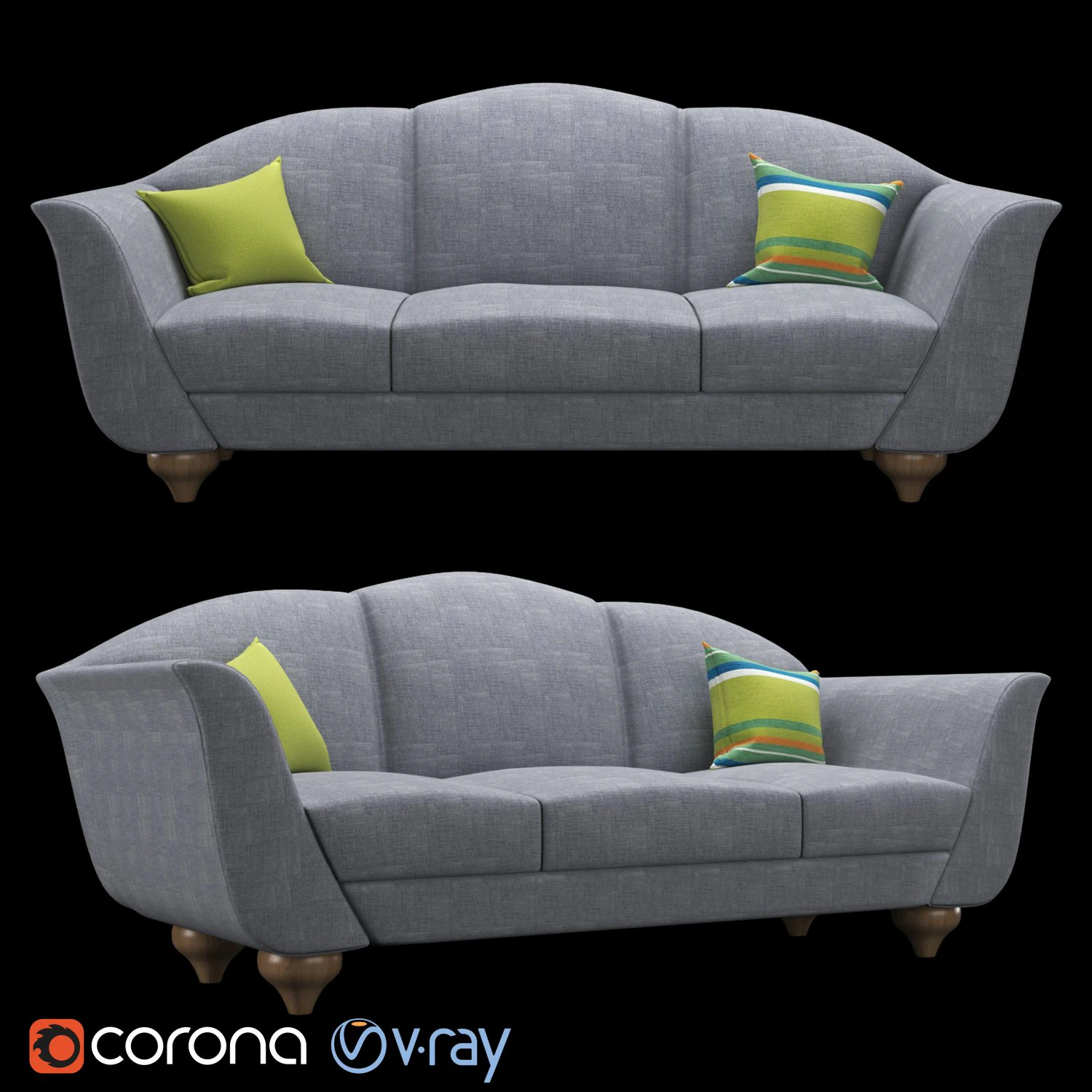 italian sofa 3D Model .c4d .max .obj .3ds .fbx .stl .blend 