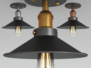 retro semi flush ceiling light 3D Модель