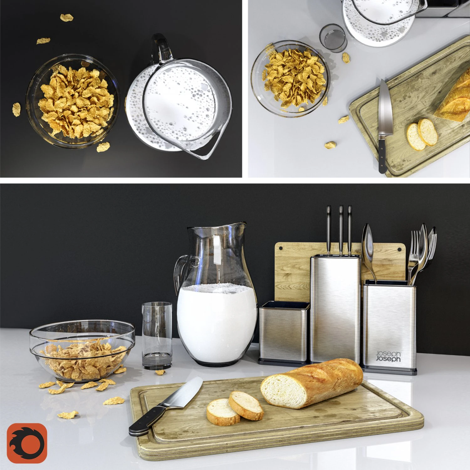 kitchen set 3D Model .c4d .max .obj .3ds .fbx .stl .blend 
