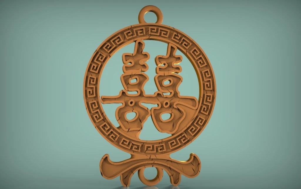 feng shui double luck symbol 3D Print Model .c4d .max .obj .3ds .fbx .stl .blend 
