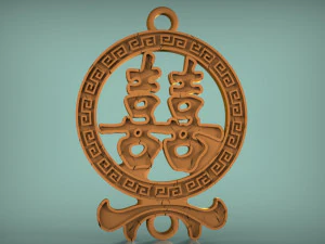 風水の二重幸運のシンボル 3Dプリントモデル