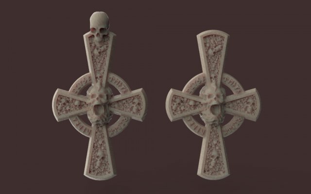 gothic cross with skulls 3D Принт Модель .c4d .max .obj .3ds .fbx .stl .blend 