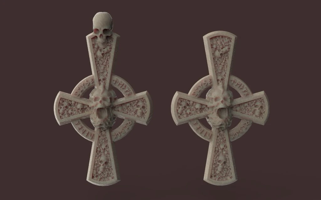 gothic cross with skulls 3D Print Model .c4d .max .obj .3ds .fbx .stl .blend 