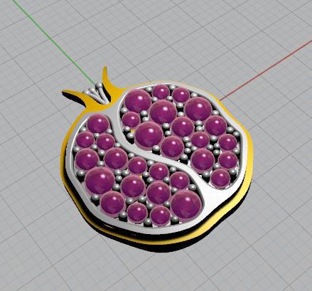 gold garnet pendant 3D 模型 .c4d .max .obj .3ds .fbx .stl .blend 