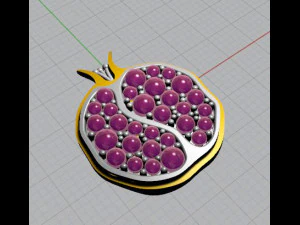 золотой кулон с гранатом 3D Модель