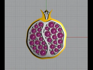 gold garnet pendant 3D Model