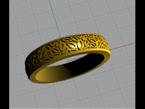ring with leaves ornament 3D Model