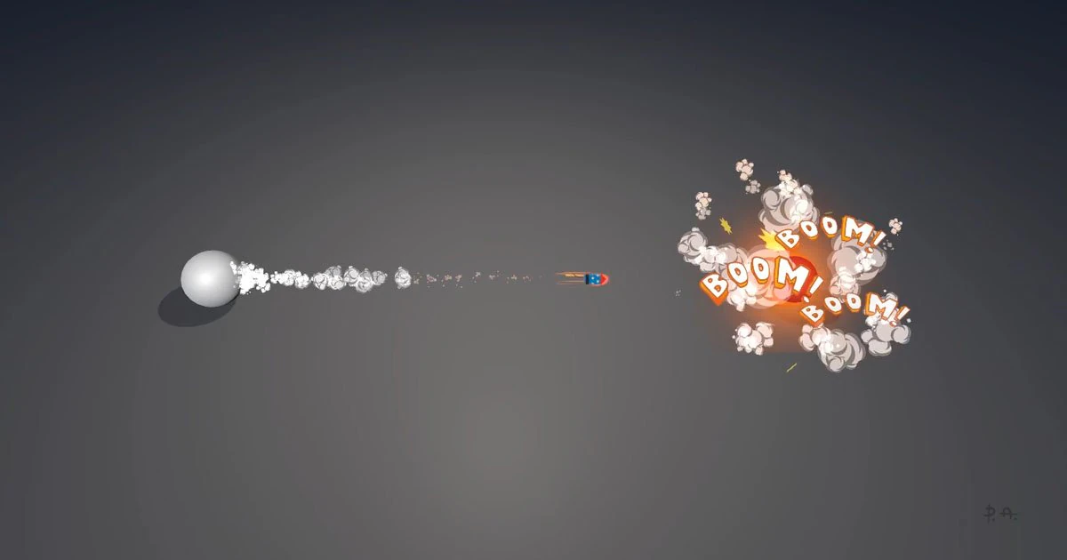 cartoon missile and explosion vfx 3D Model .c4d .max .obj .3ds .fbx .stl .blend