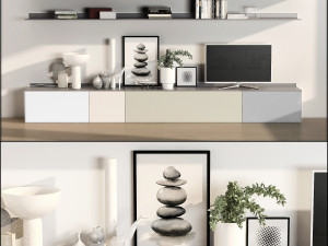 tv cabinet with shelves 3D 모델