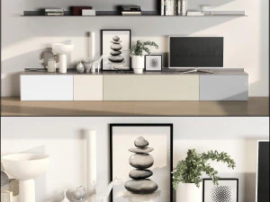 mobile tv con ripiani Modello 3D