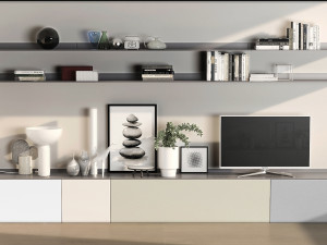 tv cabinet with shelves 3D-Modell