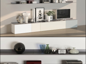 tv cabinet with shelves 3D-Modell