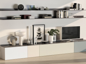 tv cabinet with shelves 3D-Modell