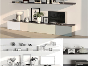 tv cabinet with shelves 3D-Modell