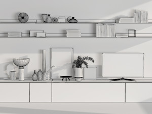 tv cabinet with shelves 3D-Modell