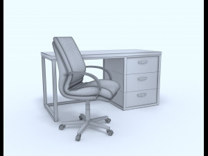 yellow office chair with table 3D 모델