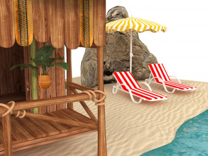 tropical wooden house 3D Model
