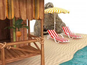 tropical wooden house 3D Model
