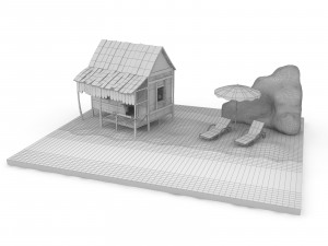 tropical wooden house 3D Model