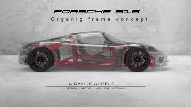 porsche 918 organic innovative chassis frame with suspension brakes and wheels - 3d printing 3D मॉडल .c4d .max .obj .3ds .fbx .stl .blend