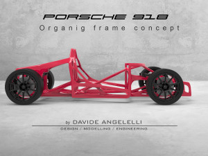 porsche 918 organic innovative chassis frame with suspension brakes and wheels - 3d printing 3D मॉडल