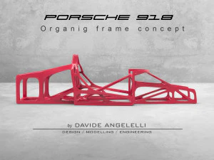 porsche 918 organic innovative chassis frame with suspension brakes and wheels - 3d printing 3D Model