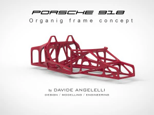 porsche 918 organic innovative chassis frame with suspension brakes and wheels - 3d printing 3D Model