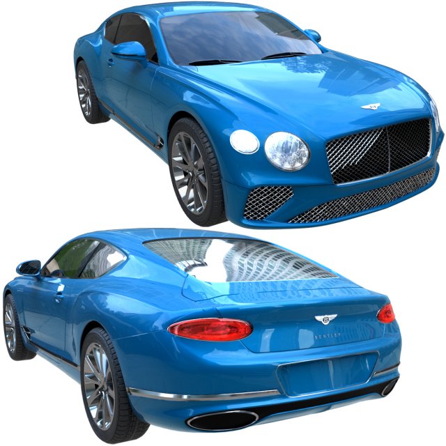 bentley continental gt 2018 3D Model .c4d .max .obj .3ds .fbx .stl .blend 