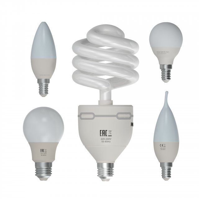 energy-saving lamps set 3D 模型 .c4d .max .obj .3ds .fbx .stl .blend 