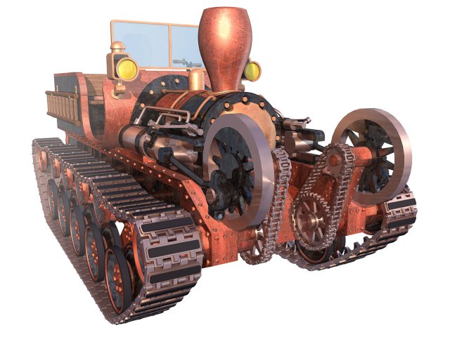 steam continuous tractor 3D Model .c4d .max .obj .3ds .fbx .stl .blend 