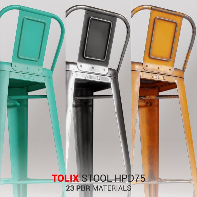 tolix stool hpd75 Modelo 3D .c4d .max .obj .3ds .fbx .stl .blend