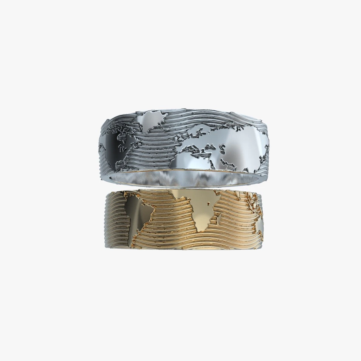 wedding rings world map v1 3D Print Model .c4d .max .obj .3ds .fbx .stl .blend 