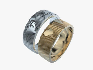 wedding rings world map v1 3D Print Model