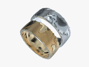 wedding rings world map v1 3D Print Model