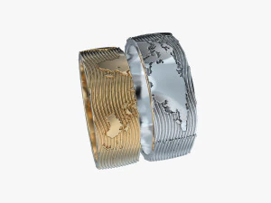 wedding rings world map v1 3D Print Model
