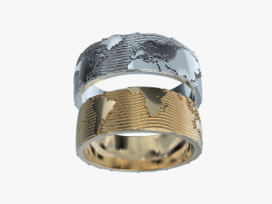 wedding rings world map v1 3D-printmodel