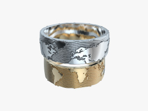 wedding rings world map v1 3D-printmodel