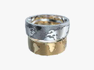 wedding rings world map v1 3D Print Model