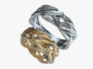 wedding rings laurel tree v1 3D Print Model