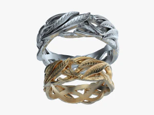 wedding rings laurel tree v1 3D Print Model