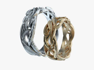 wedding rings laurel tree v1 3D Print Model