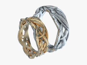 wedding rings laurel tree v1 3D Print Model