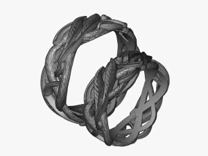 wedding rings laurel tree v1 3D Print Model