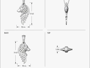 pendant wolf v1 3D Print Model