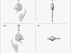 pendant wolf v1 3D Print Model