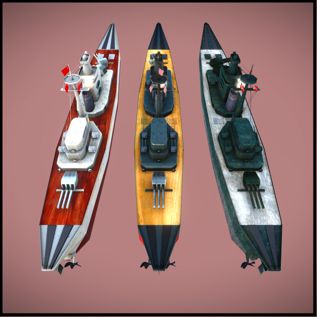 wwii battleship pack 3D 모델 .c4d .max .obj .3ds .fbx .stl .blend 