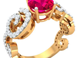 pierścionek koktajlowy dla pań Model 3D