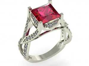 anel de diamante para senhoras Modelo de Impressão 3D